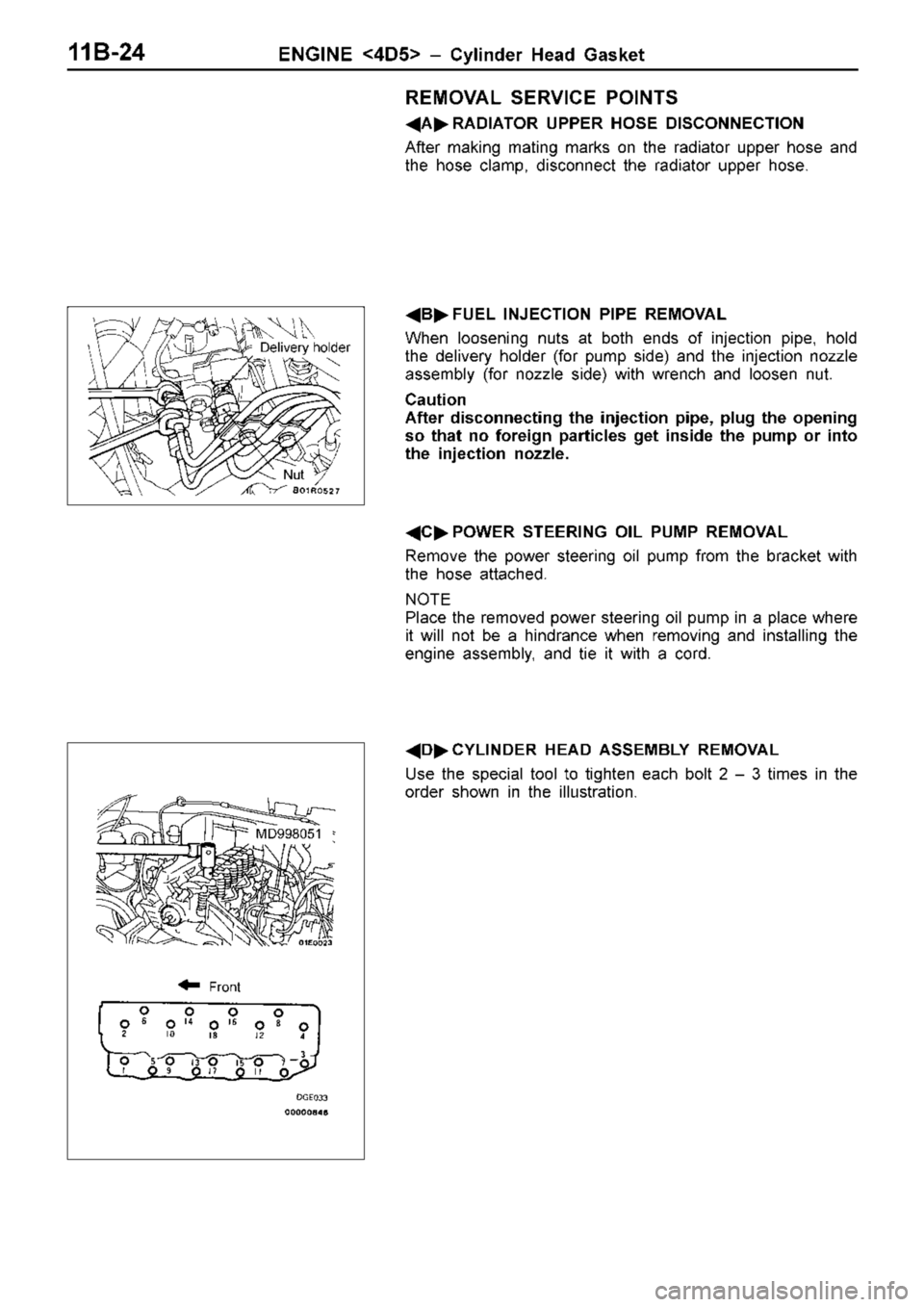 MITSUBISHI TRITON 1997  Workshop Manual N
ut F
ro nt M
D998051 