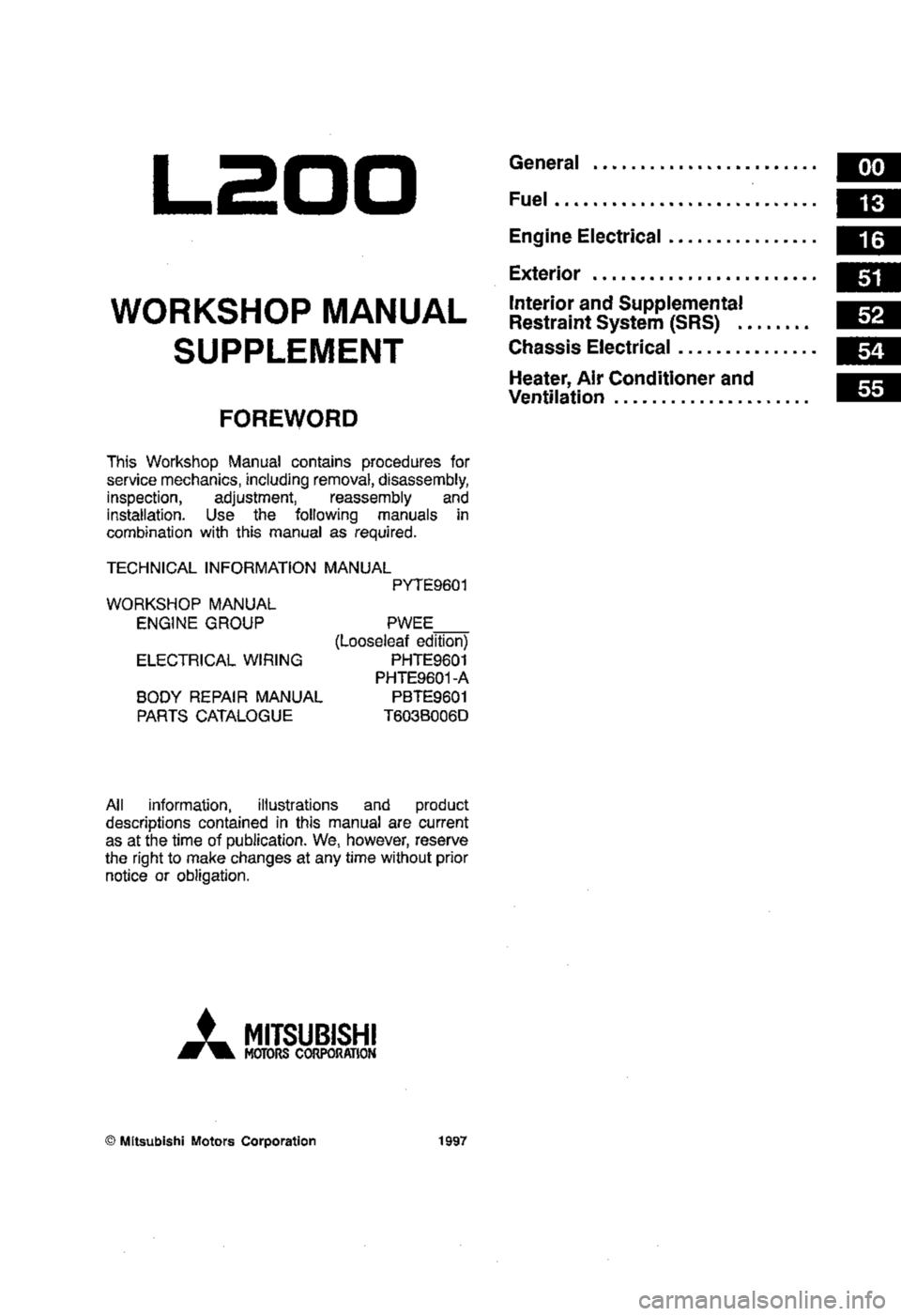 MITSUBISHI TRITON 1997 Workshop Manual MITSUBISHI TRITON 1997 Workshop Manual