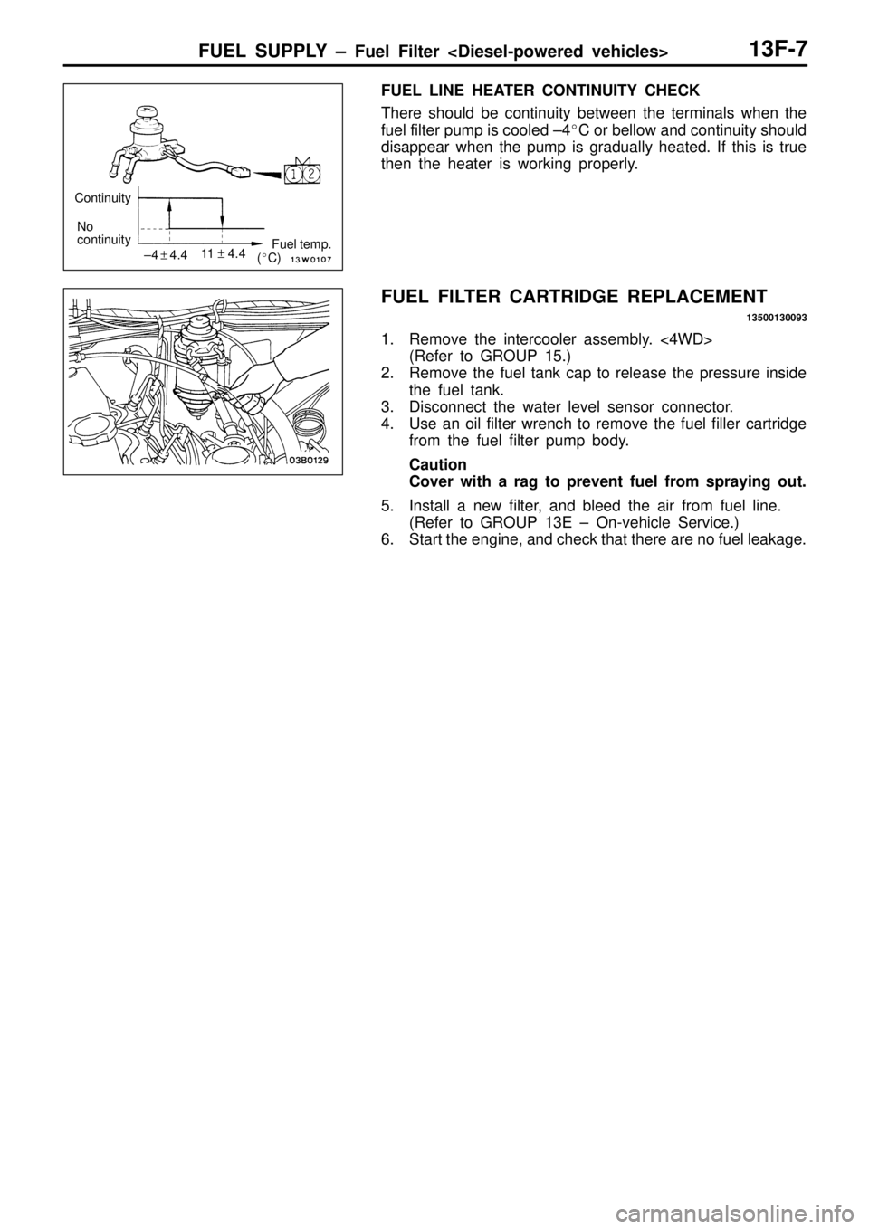 MITSUBISHI TRITON 1997  Workshop Manual N
o 
c o ntin uit y ±
4 + 4.4 1
1  + 4.4 F
uel  te m p. (
 C )   