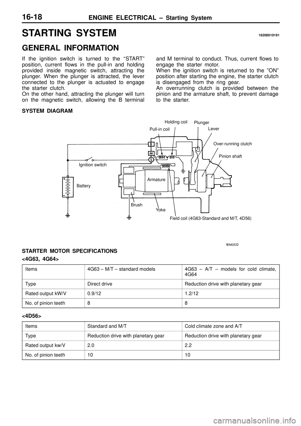 MITSUBISHI TRITON 1997 Workshop Manual 4
G 63 ± M /T ± s ta ndard m odels 4
G 63 ± A /T ± m odels fo r c o ld c lim ate ,
4 G 64 T
yp e D
ir e ct d riv e R
eductio n d riv e w it h p la neta ry g ear R
ate d o utp ut k MITSUBISHI TRITON 1997 Workshop Manual 4
G 63 ± M /T ± s ta ndard m odels 4
G 63 ± A /T ± m odels fo r c o ld c lim ate ,
4 G 64 T
yp e D
ir e ct d riv e R
eductio n d riv e w it h p la neta ry g ear R
ate d o utp ut k