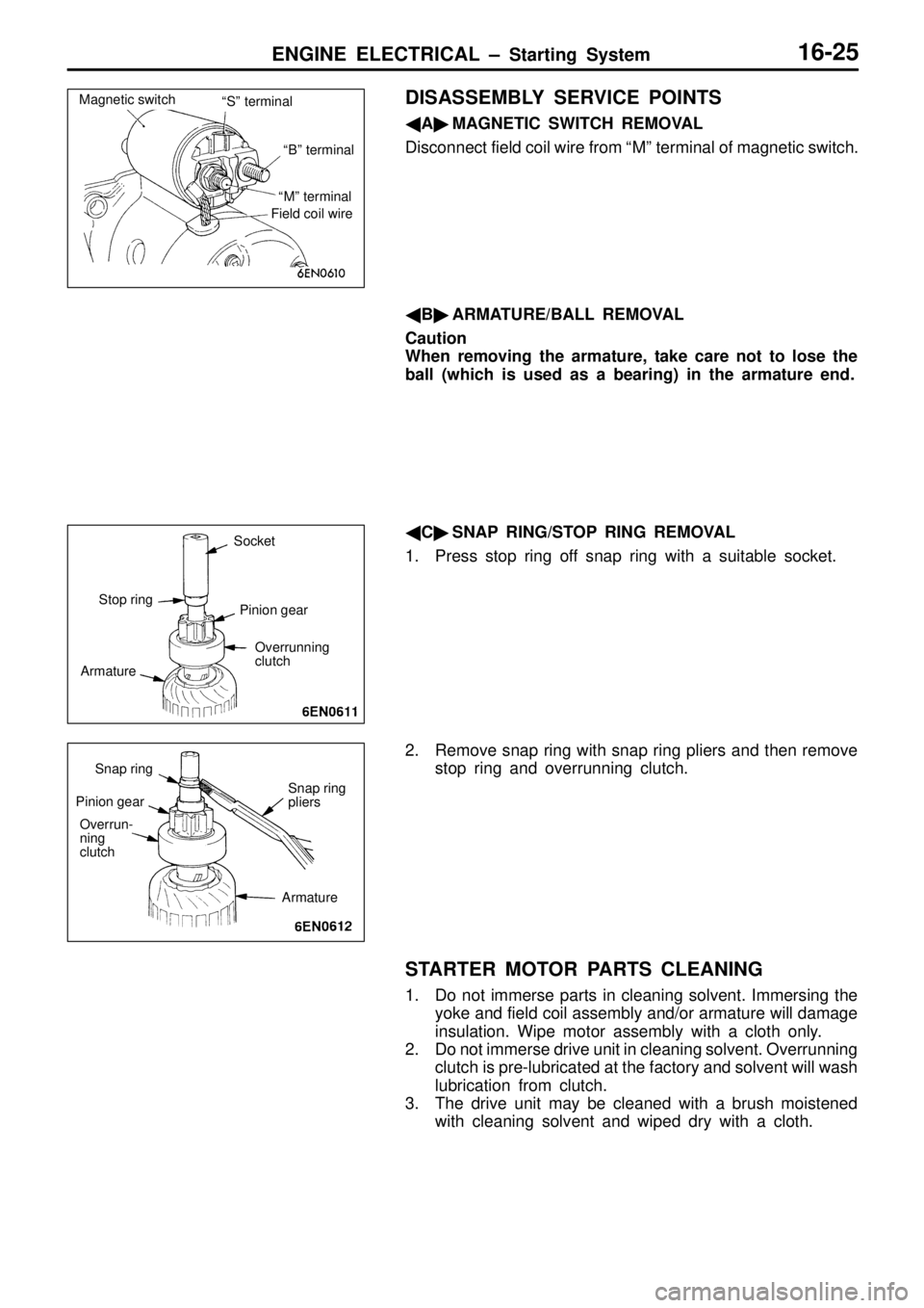 MITSUBISHI TRITON 1997 Workshop Manual ª
S º te rm in al ª
B º te rm in al ª
M º te rm in al F
ie ld c o il w ir e S
ocke t
S to p r in g
Pin io n g ear
O ve rru nnin g
c lu tc h
A rm atu re S
nap r in g
P in io n g ear
O ve rru n- MITSUBISHI TRITON 1997 Workshop Manual ª
S º te rm in al ª
B º te rm in al ª
M º te rm in al F
ie ld c o il w ir e S
ocke t
S to p r in g
Pin io n g ear
O ve rru nnin g
c lu tc h
A rm atu re S
nap r in g
P in io n g ear
O ve rru n-