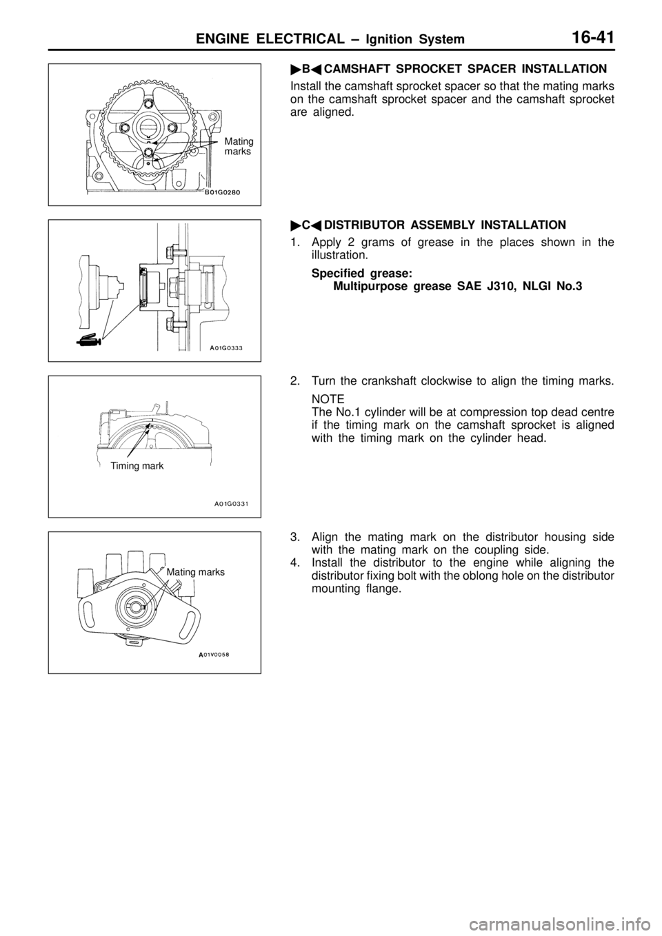 MITSUBISHI TRITON 1997  Workshop Manual T
im in g m ark M
atin g m ark s     