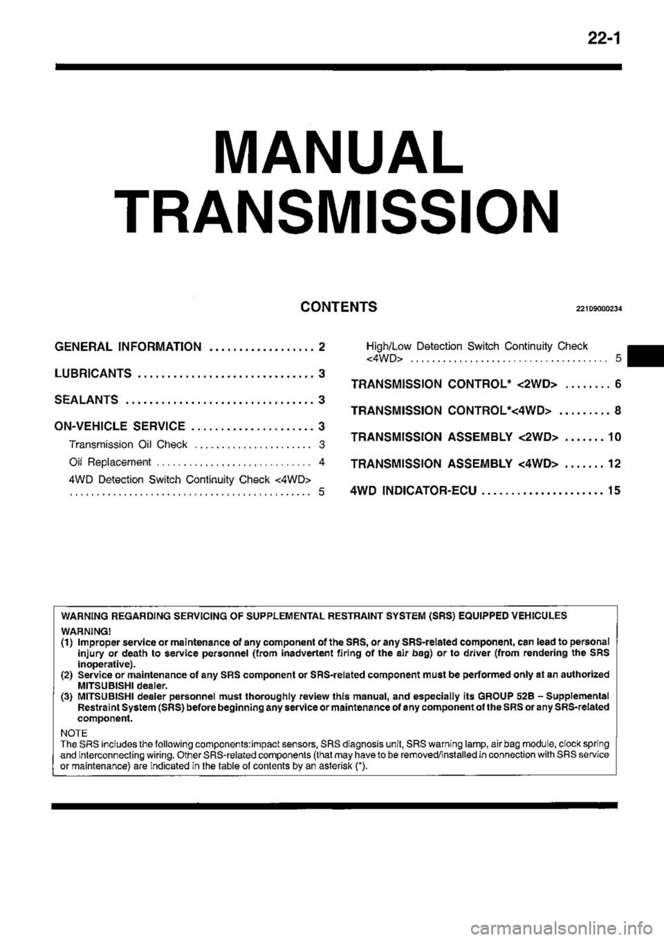 MITSUBISHI TRITON 1997  Workshop Manual 