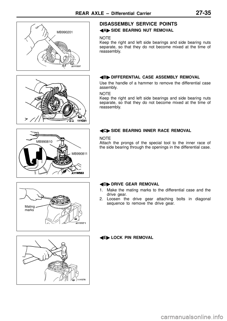 MITSUBISHI TRITON 1997  Workshop Manual M
B990810
MB990811 M
atin g
m ark s      