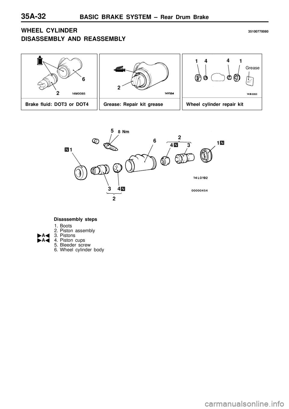 MITSUBISHI TRITON 1997 Workshop Manual G
re ase: R ep air k it g re ase 2
5
642 3
1 3 4 MITSUBISHI TRITON 1997 Workshop Manual G
re ase: R ep air k it g re ase 2
5
642 3
1 3 4