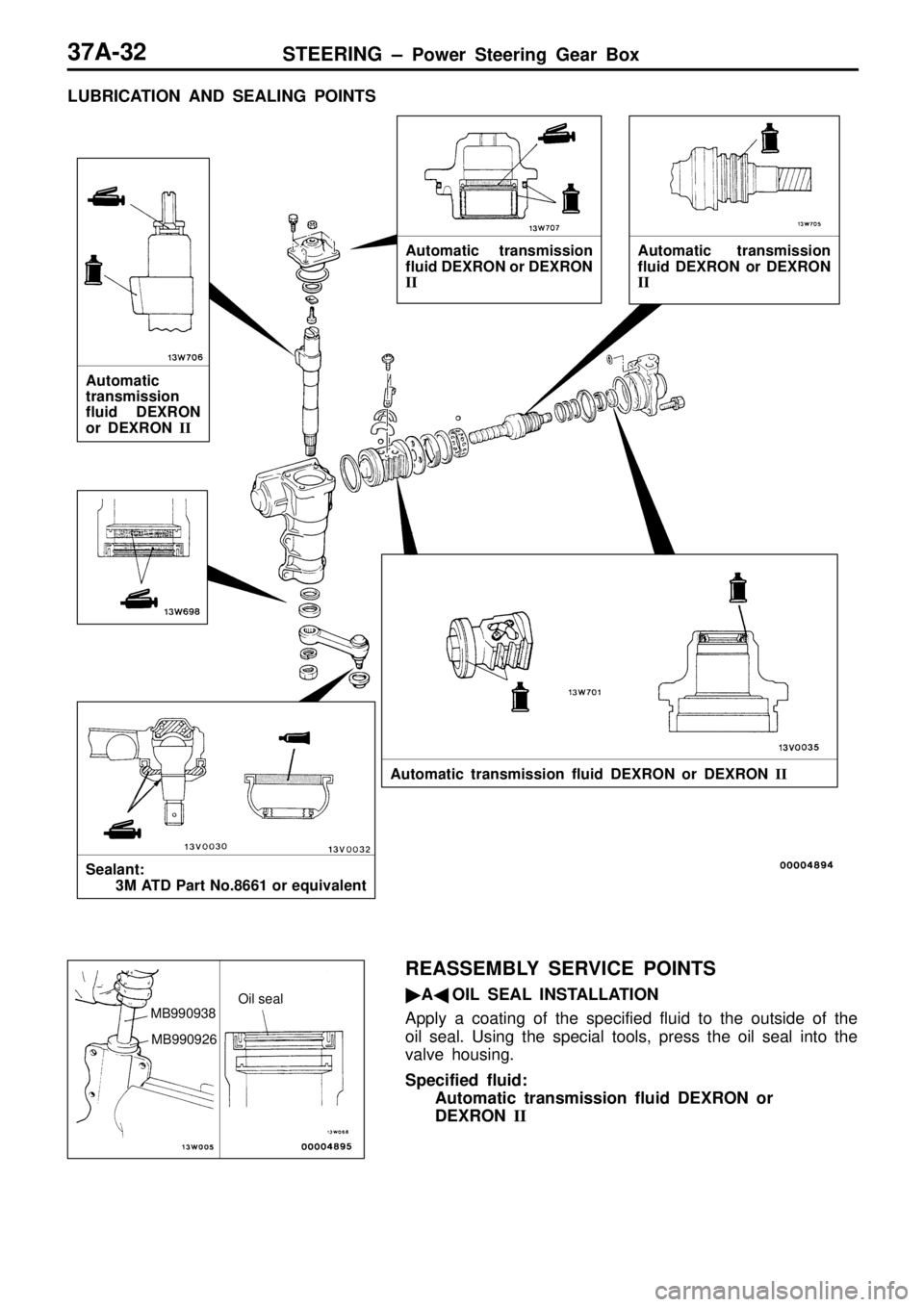 MITSUBISHI TRITON 1997  Workshop Manual A
uto m atic  t r a n sm is sio n  f lu id  D EXR O N  o r D EXR O N II M
B990926 O
il  s e al   