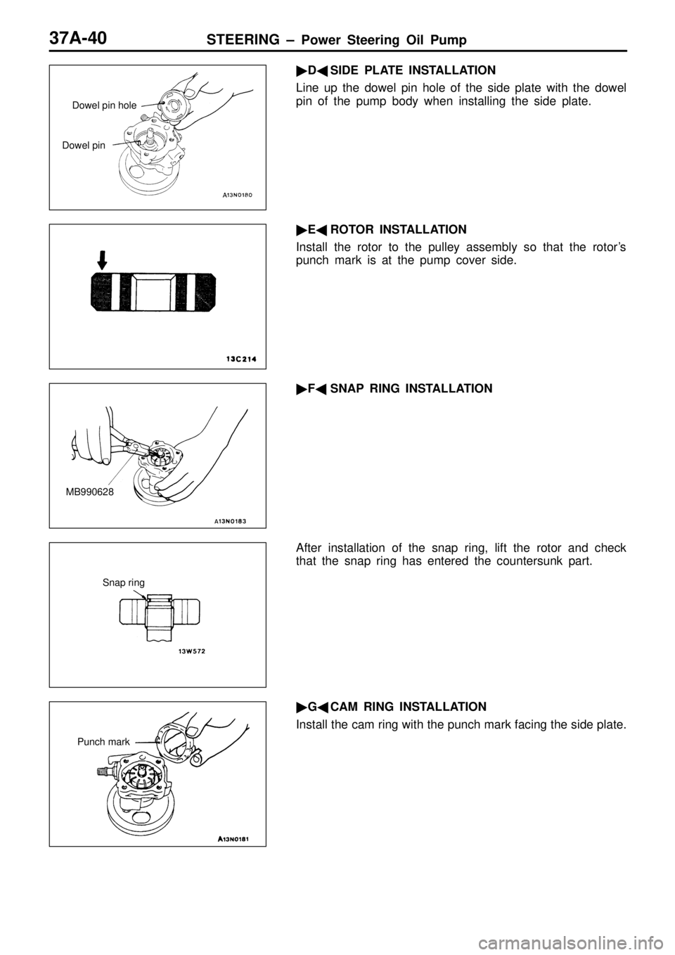 MITSUBISHI TRITON 1997  Workshop Manual D
ow el  p in M
B990628 S
nap r in g P
unch  m ark      