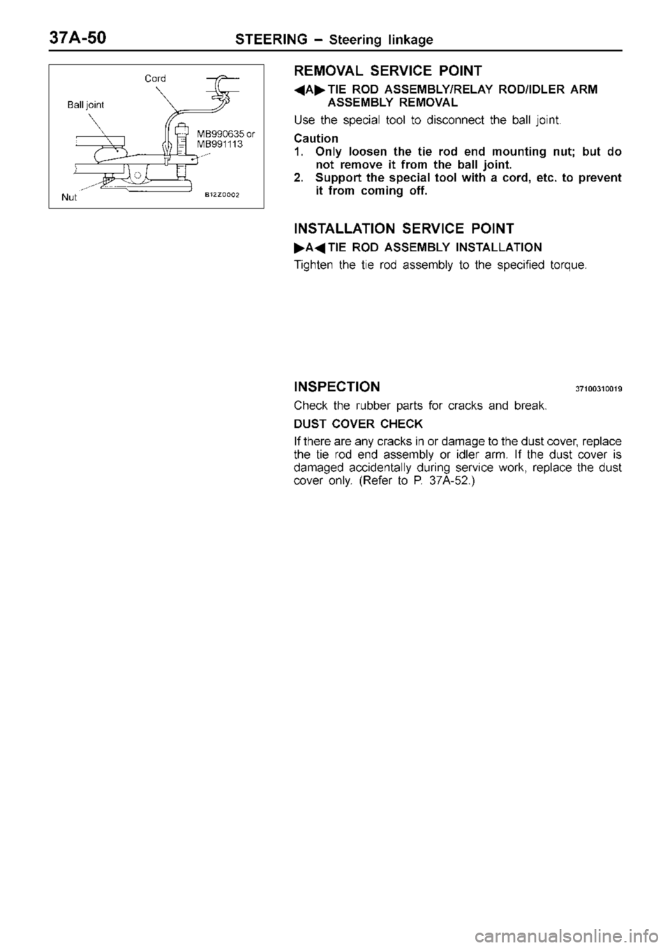 MITSUBISHI TRITON 1997  Workshop Manual B
all  jo in t C
ord N
ut 