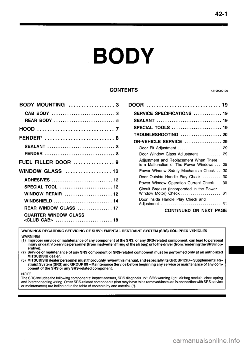 MITSUBISHI TRITON 1997  Workshop Manual 