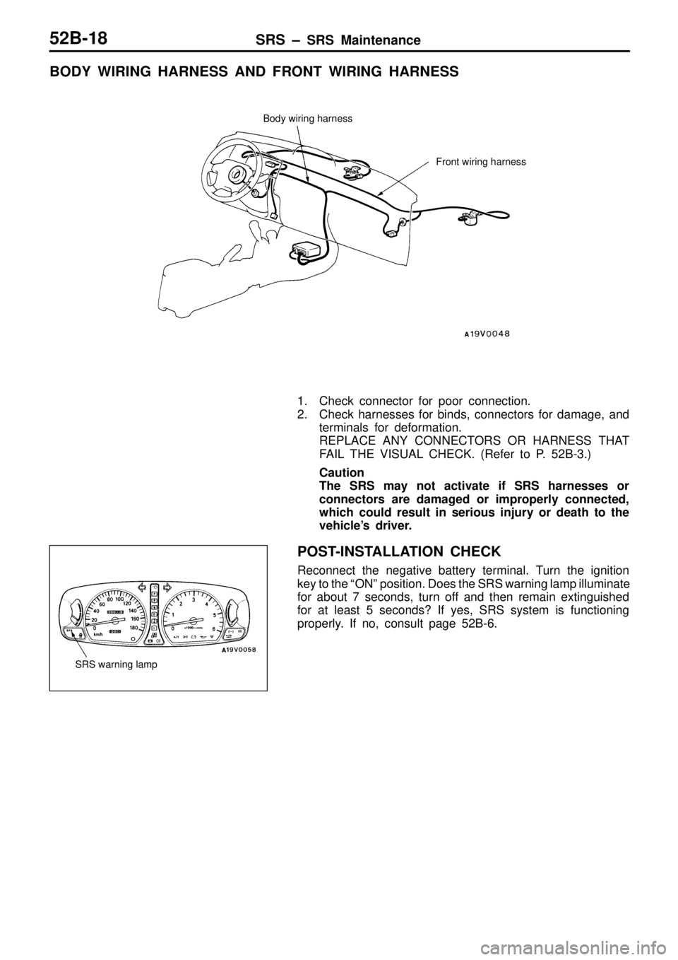 MITSUBISHI TRITON 1997  Workshop Manual F
ro nt  w ir in g h arn ess
1 . Check  c o nnecto r fo r p oor c o nnectio n.
2 . Check  h arn esse s  fo r b in ds, c o nnecto rs  fo r d am age, a nd
t e rm in als  fo r d efo rm atio n.
R EPLA C E