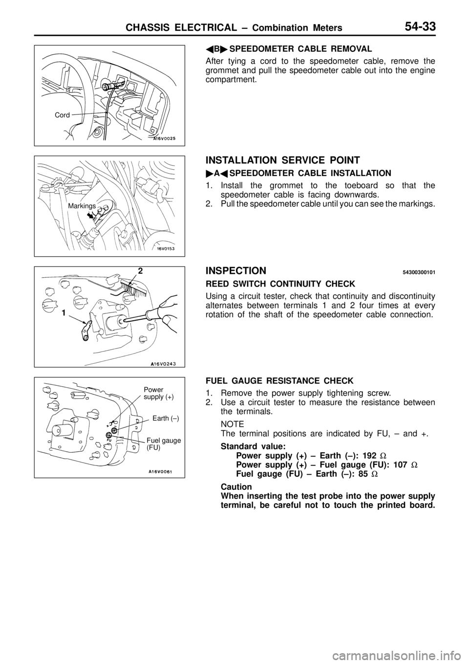 MITSUBISHI TRITON 1997  Workshop Manual M
ark in gs E
arth  ( ± ) F
uel  g auge 
( F U )     