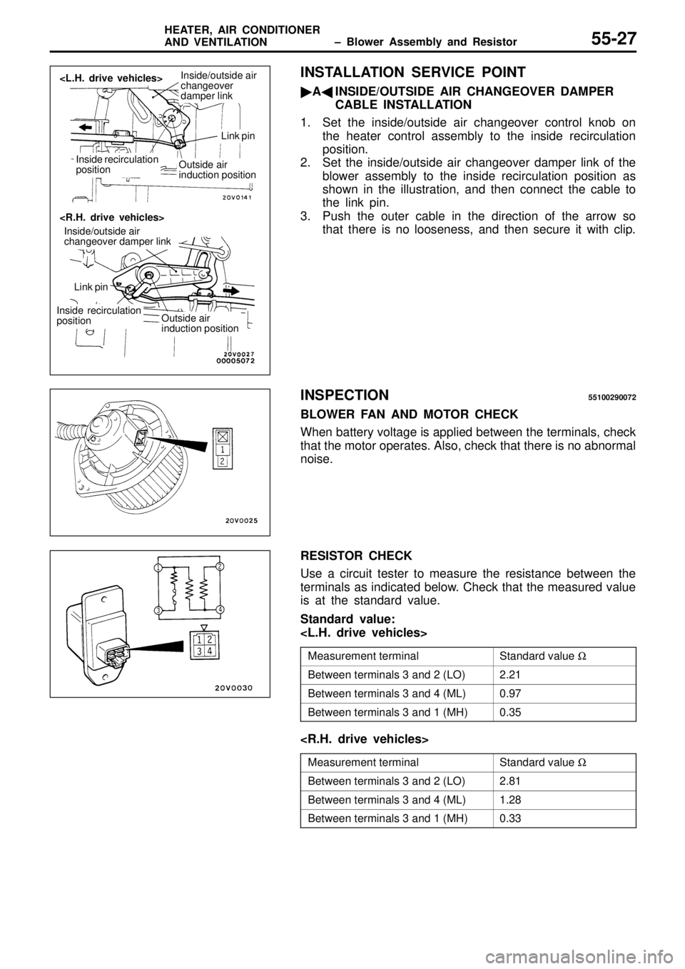 MITSUBISHI TRITON 1997  Workshop Manual S
ta ndard  v a lu e W 2
.2 1 B
etw een te rm in als  3  a nd 4  ( M L) 0
.9 7 B
etw een te rm in als  3  a nd 1  ( M H) 0
.3 5 S
ta ndard  v a lu e W 2
.8 1 B
etw een te rm in als  3  a nd 4  ( M L) 