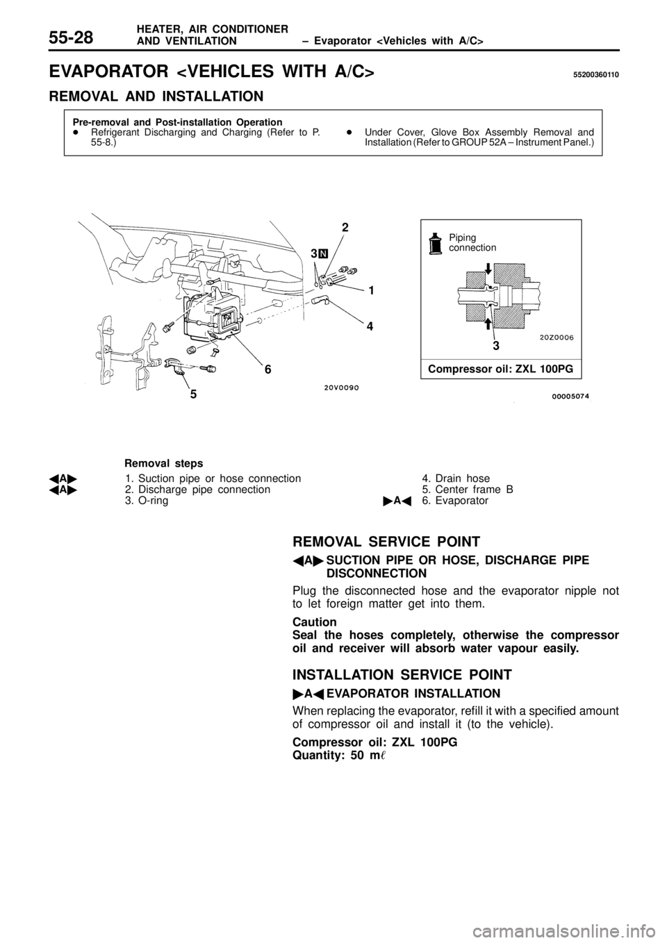 MITSUBISHI TRITON 1997  Workshop Manual E
VA PO RATO R  < V EH IC LE S  W IT H  A /C > 5520036011 0
R EM OVA L  A ND  IN STA LLA TIO N  