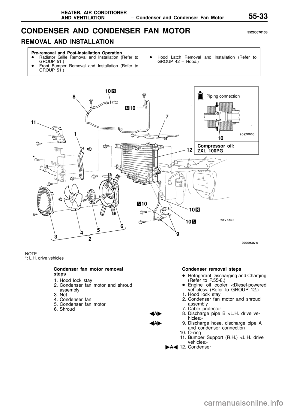 MITSUBISHI TRITON 1997  Workshop Manual C
O NDEN SER  A ND  C O NDEN SER  F A N  M OTO R 55200670138
R EM OVA L  A ND  IN STA LLA TIO N 1
0 1
0 1
0 1
0 1
0 1
2
9
*
N O TE
* : L .H . d riv e  v e hic le s
C onden ser  f a n  m oto r r e m ov