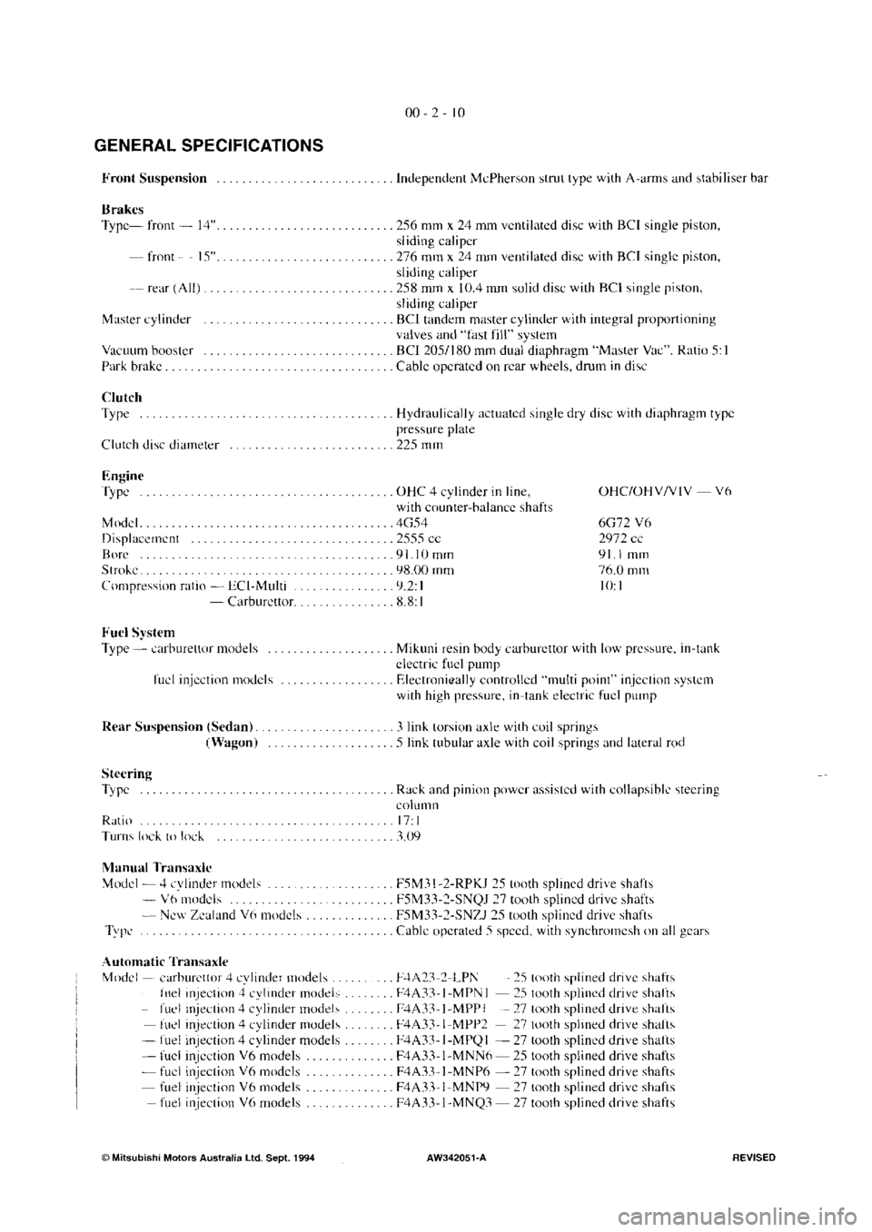 MITSUBISHI VERADA 1995 User Guide MITSUBISHI VERADA 1995 User Guide
