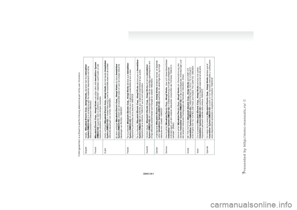 MITSUBISHI PAJERO IV 2011 Owners Manual 7
OBKE12E1 MITSUBISHI PAJERO IV 2011 Owners Manual 7
OBKE12E1