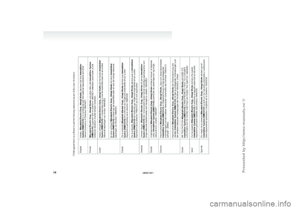MITSUBISHI PAJERO IV 2011 Owners Manual 10
OBKE12E1 MITSUBISHI PAJERO IV 2011 Owners Manual 10
OBKE12E1