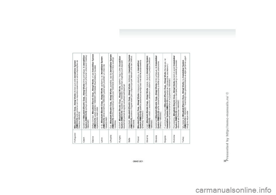 MITSUBISHI PAJERO IV 2011 Owners Manual 11
OBKE12E1 MITSUBISHI PAJERO IV 2011 Owners Manual 11
OBKE12E1