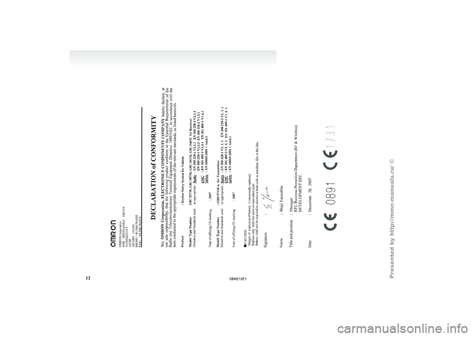 MITSUBISHI PAJERO IV 2011 Owners Manual 12
OBKE12E1 MITSUBISHI PAJERO IV 2011 Owners Manual 12
OBKE12E1