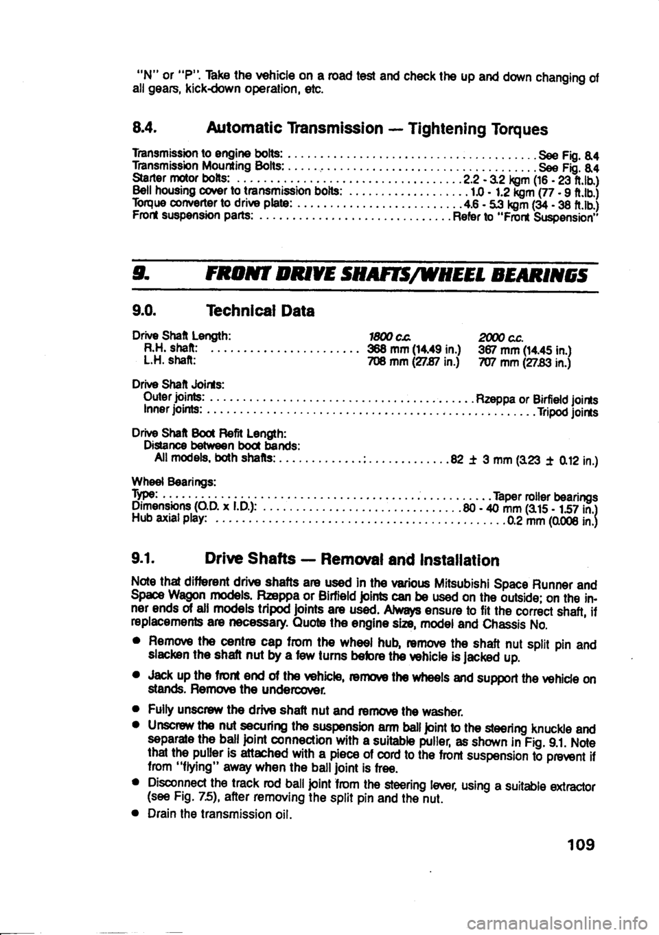 MITSUBISHI SPACE RUNNER 1991 Owners Manual MITSUBISHI SPACE RUNNER 1991 Owners Manual