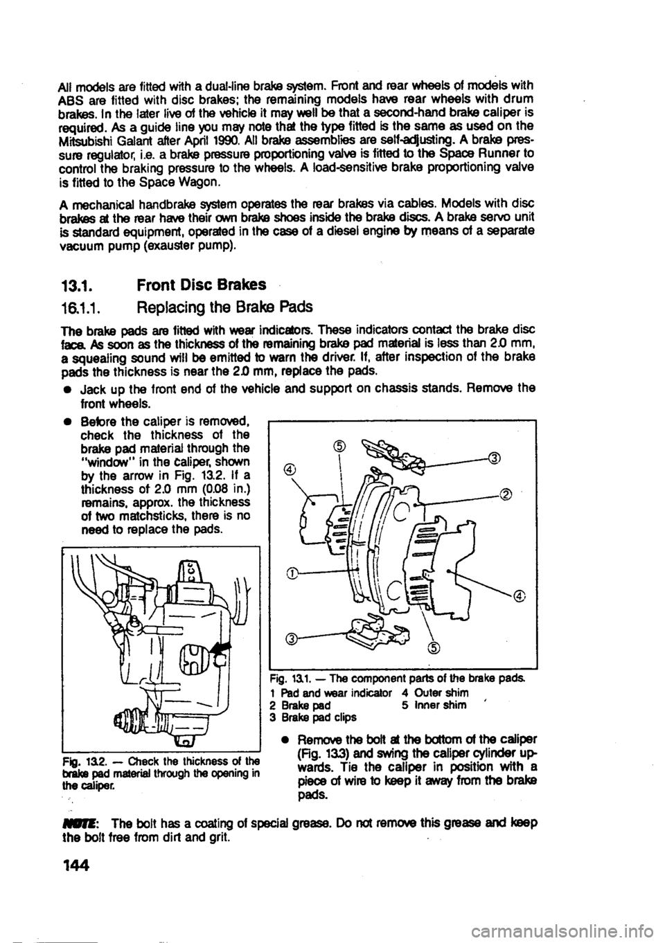MITSUBISHI SPACE RUNNER 1991 Owners Manual MITSUBISHI SPACE RUNNER 1991 Owners Manual