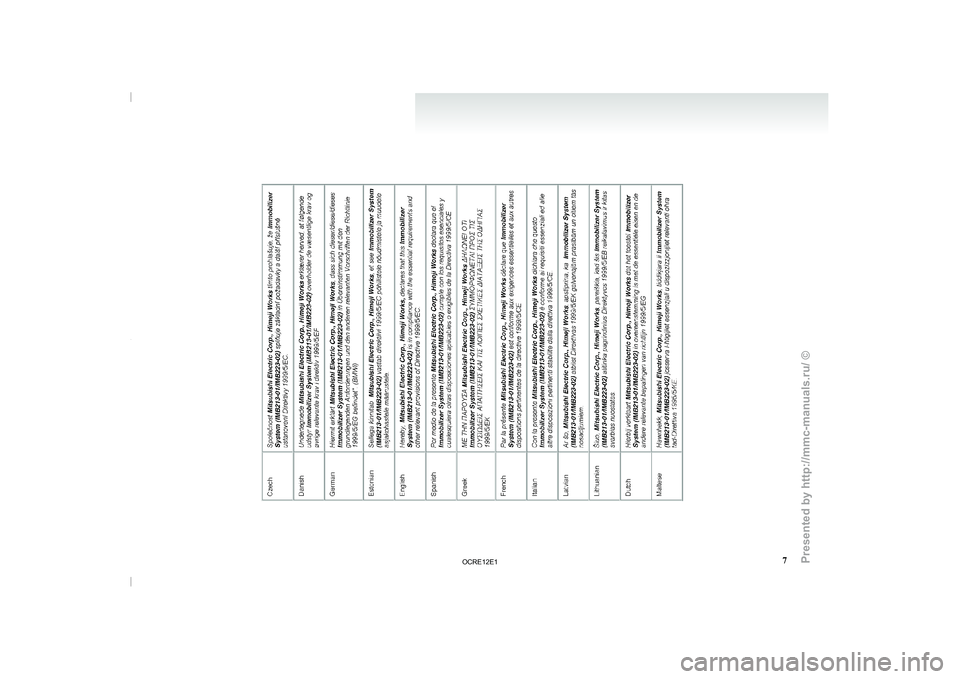 MITSUBISHI TRITON 2011  Owners Manual 7

OCRE12E1 
Presented  by http://mmc-manuals.ru/  \251  
