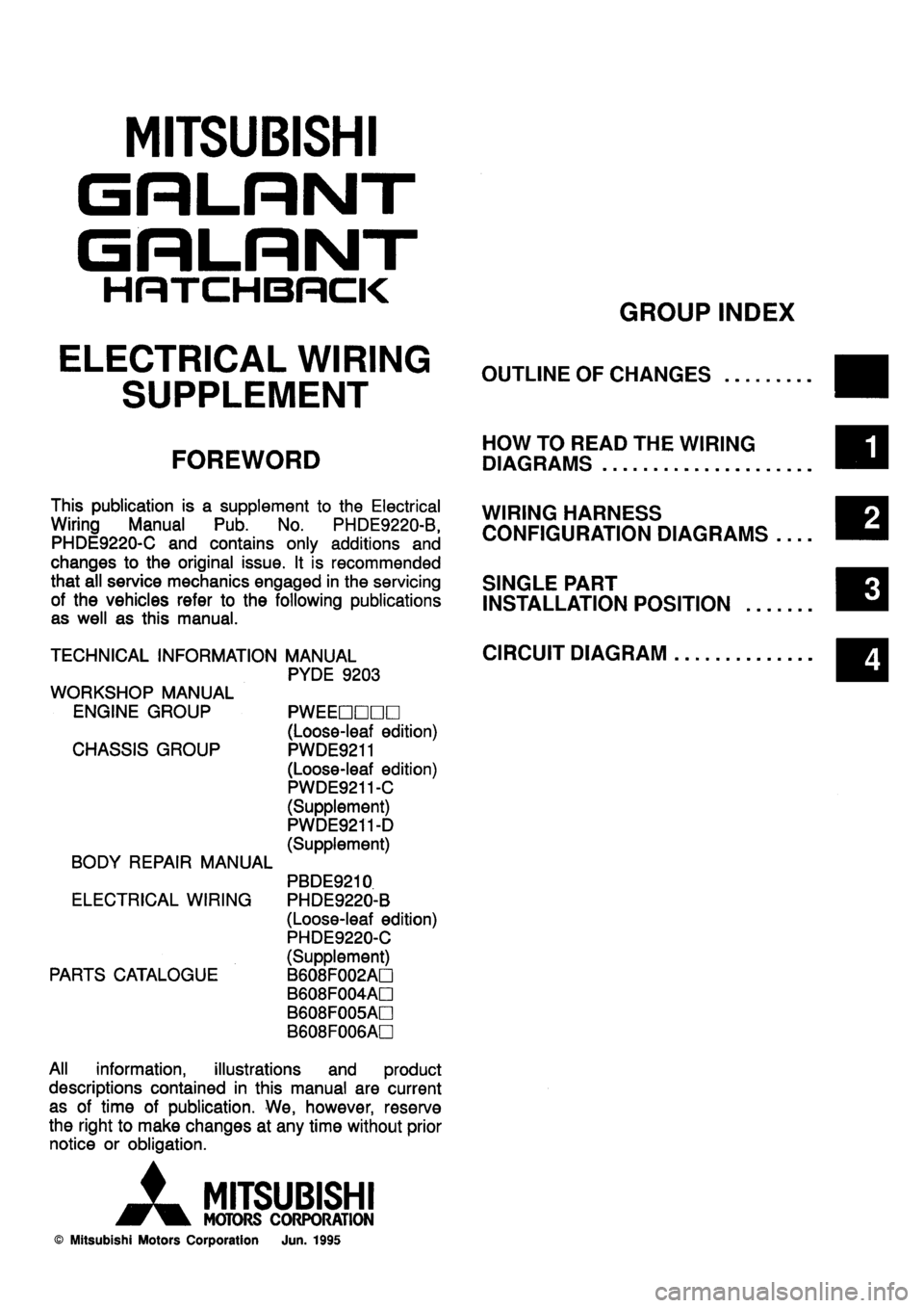 MITSUBISHI GALANT 1996 7.G Electrical Wiring Diagram Workshop Manual 