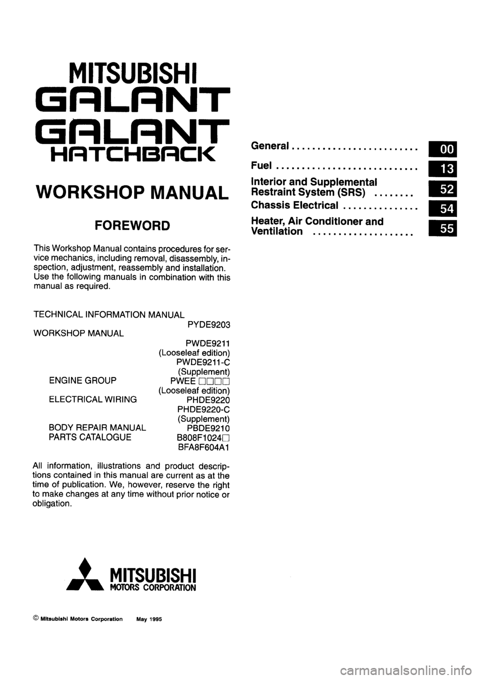 MITSUBISHI GALANT 1996 7.G Workshop Manual 