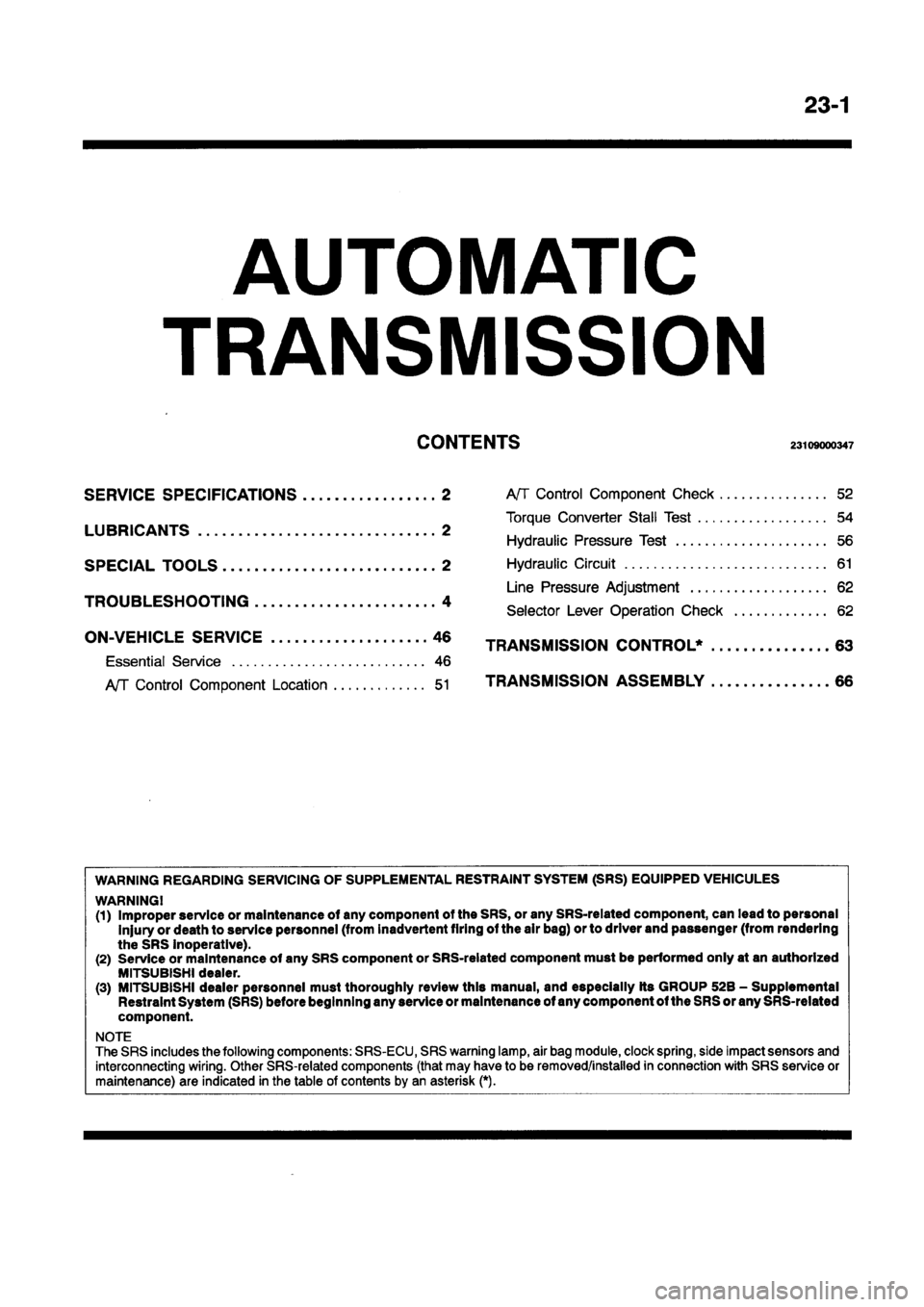 MITSUBISHI GALANT 1997 8.G Workshop Manual 