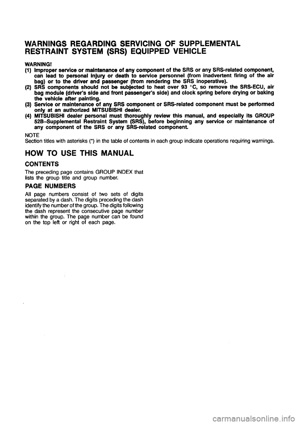 MITSUBISHI GALANT 1999 8.G Electrical Wiring Diagram Workshop Manual 