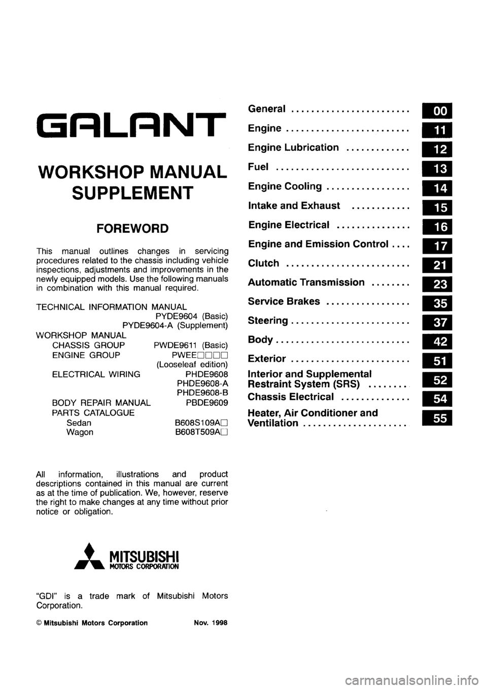 MITSUBISHI GALANT 1999 8.G Workshop Manual MITSUBISHI GALANT 1999 8.G Workshop Manual