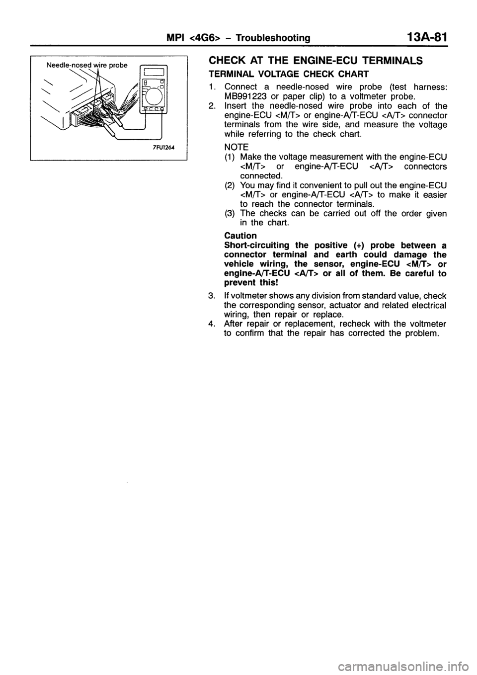 MITSUBISHI GALANT 2001 8.G Owners Manual 