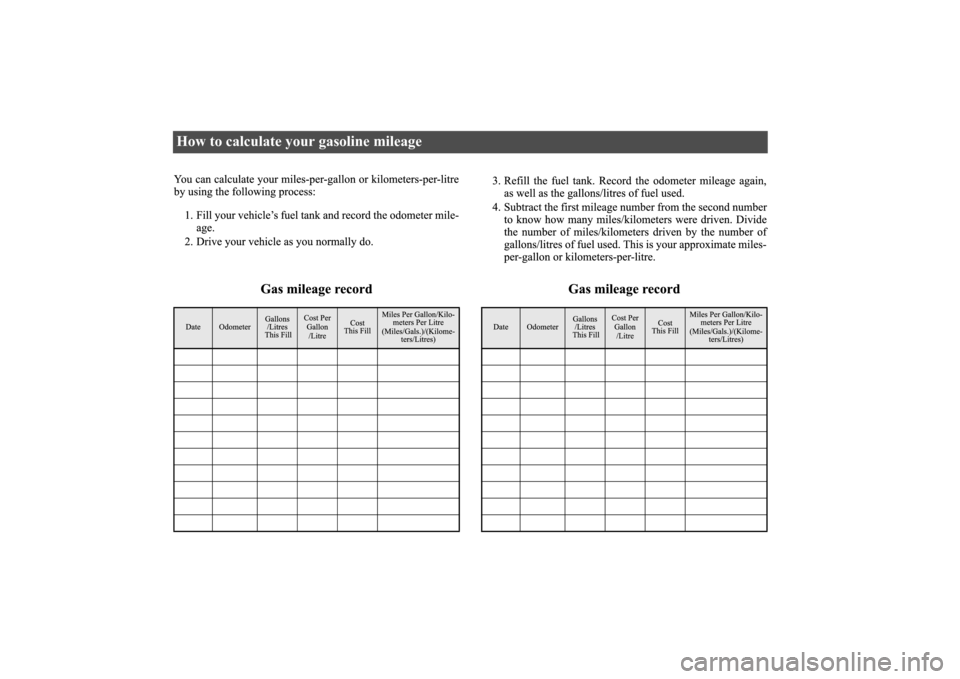 MITSUBISHI LANCER 2015 8.G Owners Manual How to calculate your gasoline mileage BK0210300US.bo
ok  1 ページ  ２０１４年４月８日　火曜日　午前１０時４６分 