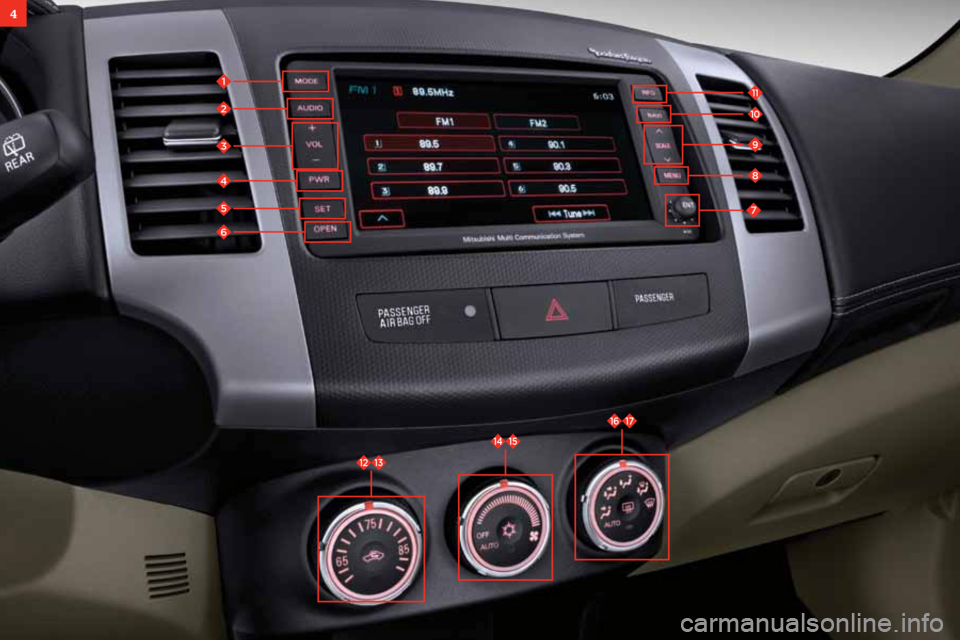 MITSUBISHI OUTLANDER 2011 2.G Owners Handbook 1514
1312
1716
4
111
10
9
8
2
3
4
5
6
7 MITSUBISHI OUTLANDER 2011 2.G Owners Handbook 1514
1312
1716
4
111
10
9
8
2
3
4
5
6
7