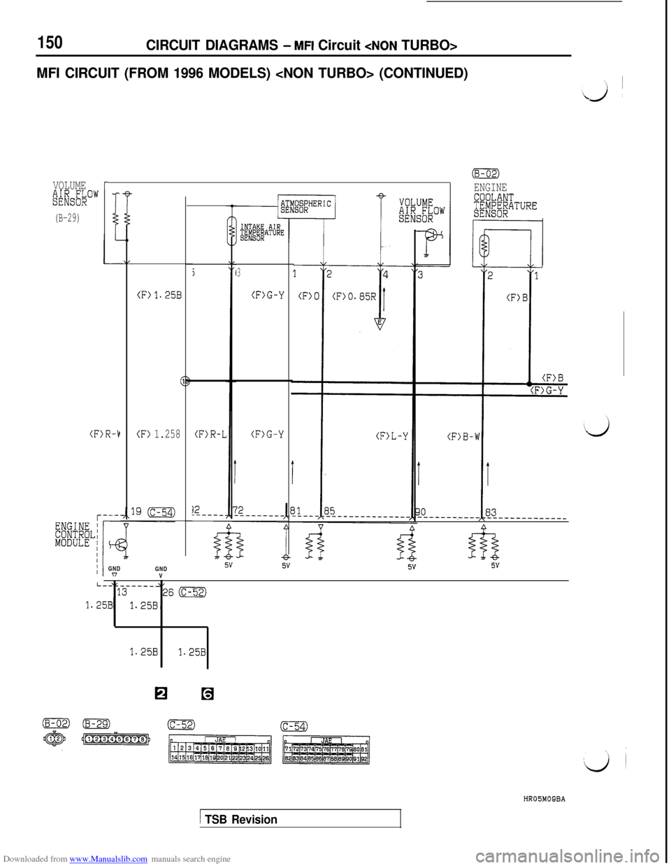 MITSUBISHI 3000GT 1992 2.G Workshop Manual Downloaded from www.Manualslib.com manuals search engine 150CIRCUIT DIAGRAMS - MFI Circuit <NON TURBO>
MFI CIRCUIT (FROM 1996 MODELS) <NON TURBO> (CONTINUED)
VOLUME%SEk""
(B-29)
r
(F)R-k(F>1.258
;I n 