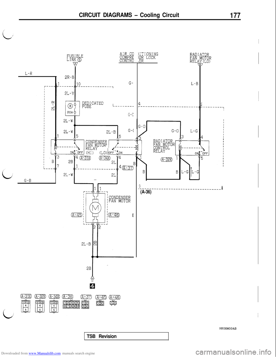 MITSUBISHI 3000GT 1992 2.G Workshop Manual Downloaded from www.Manualslib.com manuals search engine L-R
G-B
K&K)ITIONING
IE"W LoCK
RADI
CONTROFANREL(B
G-L-B7~
L--------4;L------------------------
G-C
2L-BG-C
5
.TICONDENSER=AR """TOR 1
CIRCUIT