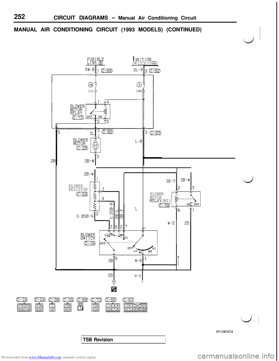 MITSUBISHI 3000GT 1995 2.G Service Manual Downloaded from www.Manualslib.com manuals search engine 252CIRCUIT DIAGRAMS - Manual Air Conditioning Circuit
MANUAL AIR CONDITIONING CIRCUIT (1993 MODELS) (CONTINUED)
‘d
I G.SW-
21
L
63(
30A1
Al /