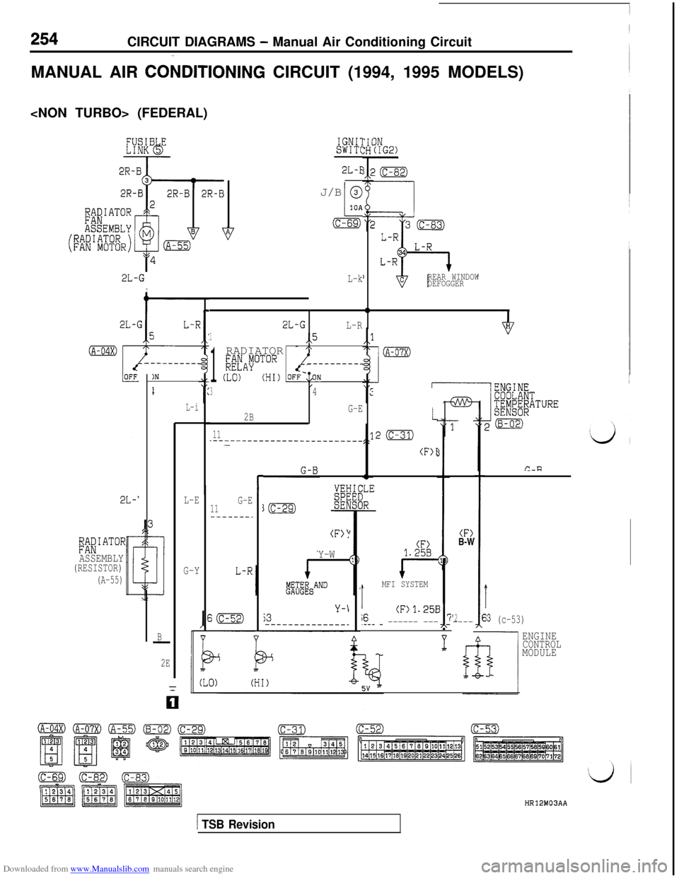 MITSUBISHI 3000GT 1995 2.G Owners Guide Downloaded from www.Manualslib.com manuals search engine 254CIRCUIT DIAGRAMS - Manual Air Conditioning Circuit
MANUAL AIR 
COiDlTlONlNG CIRCUIT (1994, 1995 MODELS)
<NON TURBO> (FEDERAL)
IN(IG2)EPizB E