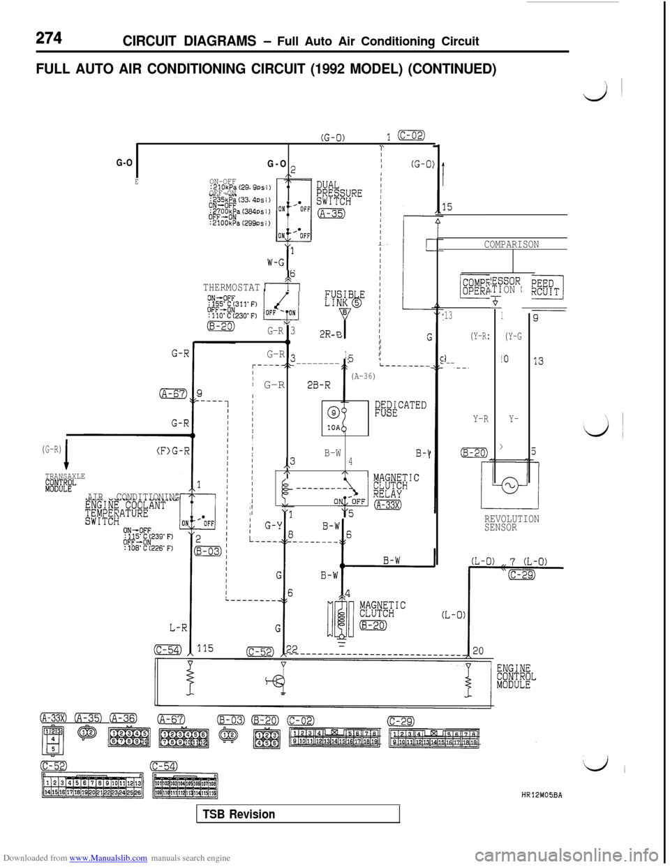 MITSUBISHI 3000GT 1992 2.G Manual PDF Downloaded from www.Manualslib.com manuals search engine 274CIRCUIT DIAGRAMS - Full Auto Air Conditioning Circuit
FULL AUTO AIR CONDITIONING CIRCUIT (1992 MODEL) (CONTINUED)
J
(G-0)l(c-02)I‘
IG-O
G-
