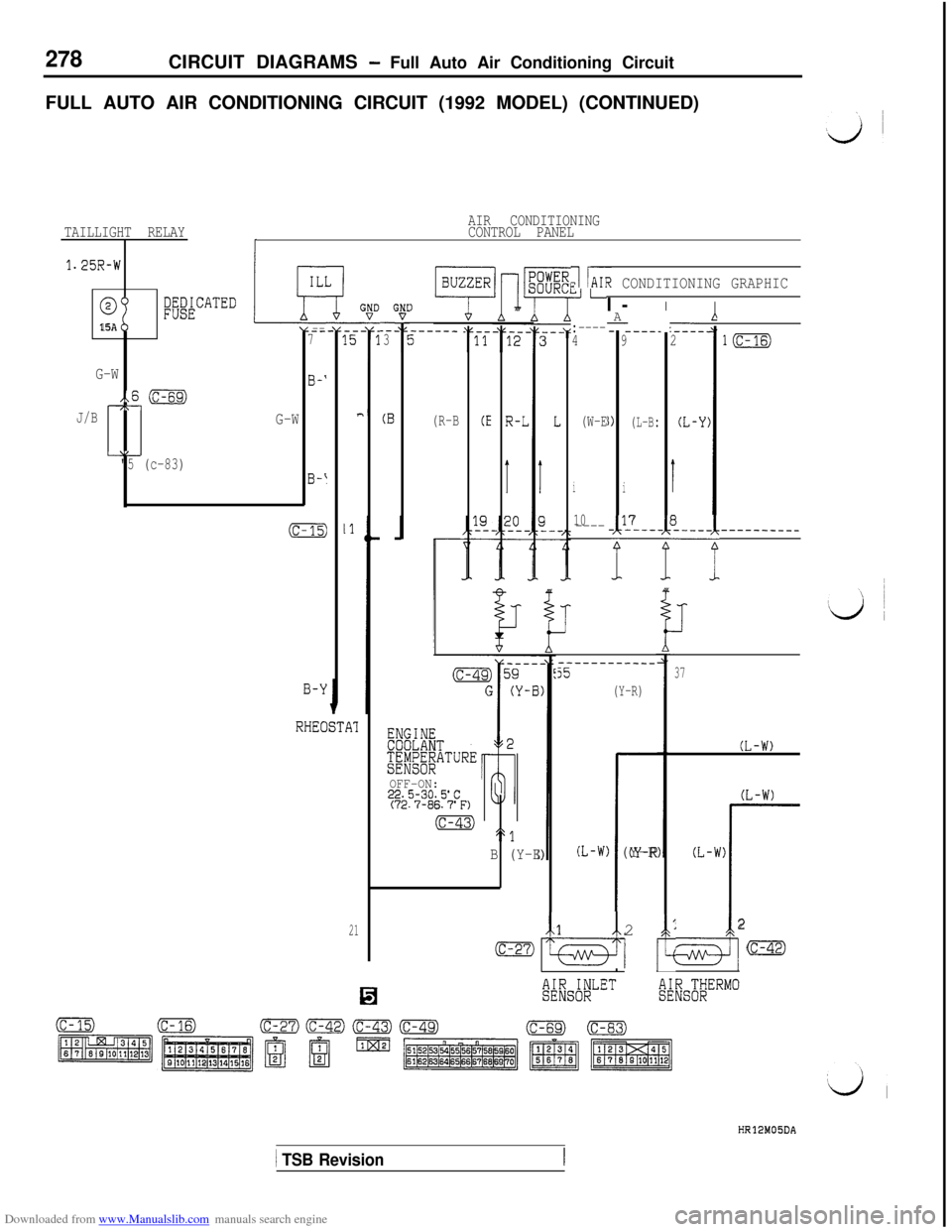 MITSUBISHI 3000GT 1992 2.G Workshop Manual Downloaded from www.Manualslib.com manuals search engine 278CIRCUIT DIAGRAMS - Full Auto Air Conditioning Circuit
FULL AUTO AIR CONDITIONING CIRCUIT (1992 MODEL) (CONTINUED)
AIR CONDITIONING
CONTROL P