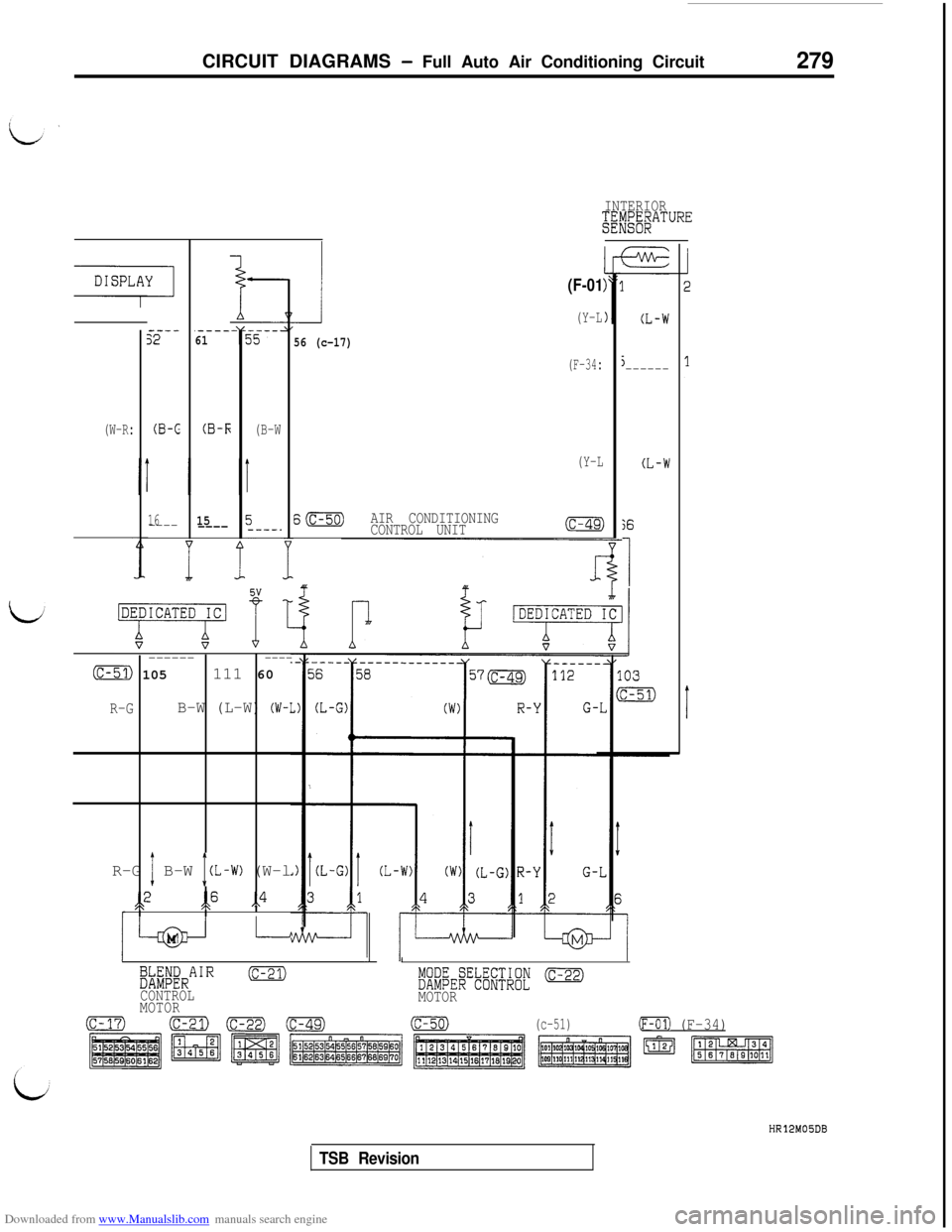 MITSUBISHI 3000GT 1992 2.G Workshop Manual Downloaded from www.Manualslib.com manuals search engine CIRCUIT DIAGRAMS - Full Auto Air Conditioning Circuit279
INTERIOR$E[EBATURE
(W-R:(B-C(B-k
(B-W
----.----5261
1615--------
56 (c-17)
S(c-50)(F-