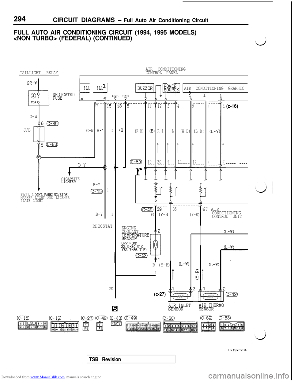 MITSUBISHI 3000GT 1995 2.G Owners Manual Downloaded from www.Manualslib.com manuals search engine 294CIRCUIT DIAGRAMS - Full Auto Air Conditioning Circuit
FULL AUTO AIR CONDITIONING CIRCUIT (1994, 1995 MODELS)
<NON TURBO> (FEDERAL) (CONTINUE
