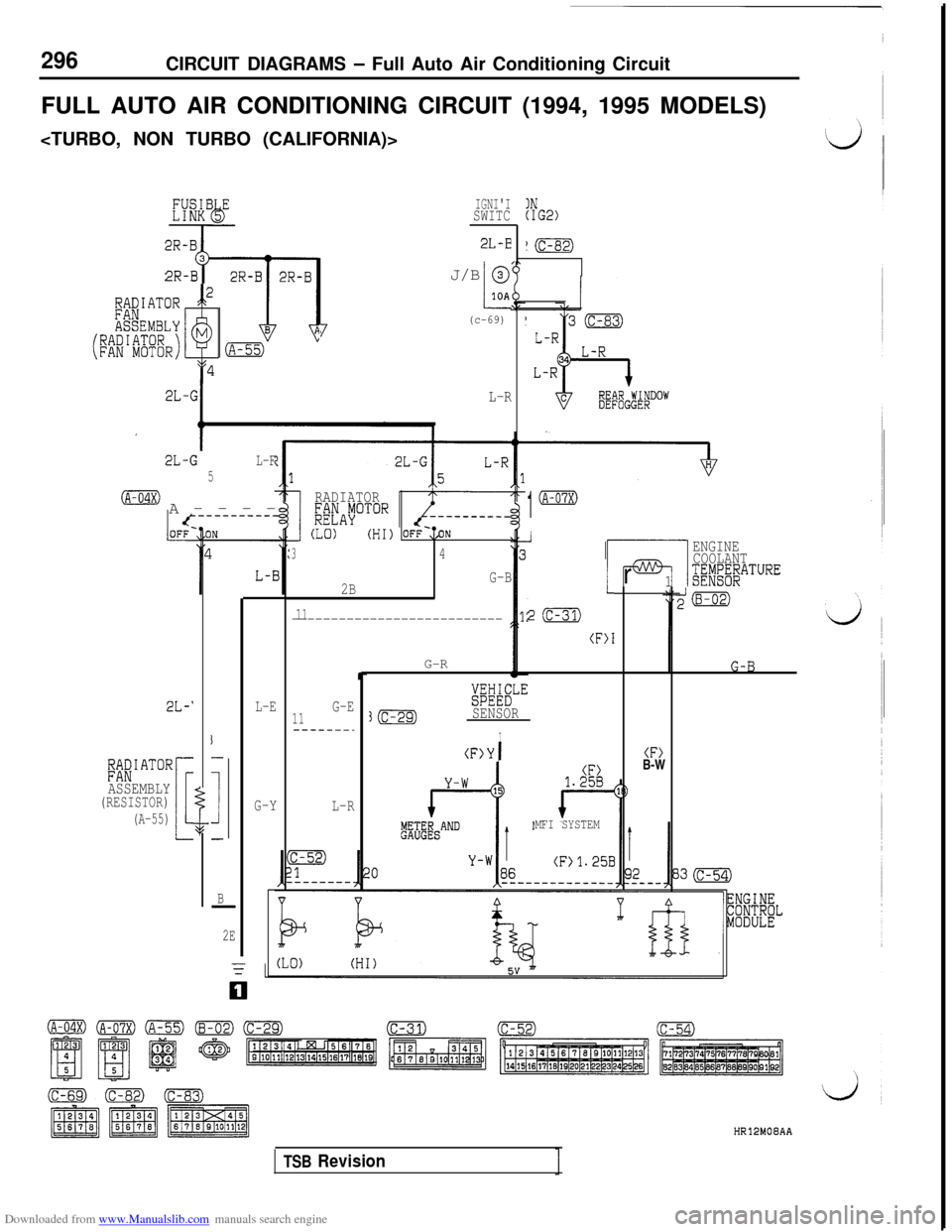 MITSUBISHI 3000GT 1994 2.G Service Manual Downloaded from www.Manualslib.com manuals search engine 296CIRCUIT DIAGRAMS - Full Auto Air Conditioning Circuit
FULL AUTO AIR CONDITIONING CIRCUIT (1994, 1995 MODELS)
<TURBO, NON TURBO (CALIFORNIA)>