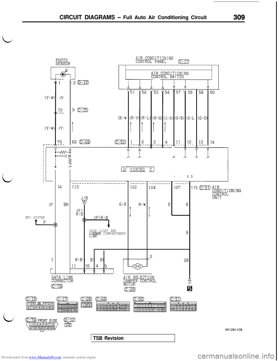 MITSUBISHI 3000GT 1992 2.G Manual PDF Downloaded from www.Manualslib.com manuals search engine CIRCUIT DIAGRAMS - Full Auto Air Conditioning Circuit309
PHOTOSENSOR
l-x--l
AIR CONDITIONINGCONTROL PANEL(c-17)
-53
R-C
I
3.---
INDITIONINGIL S