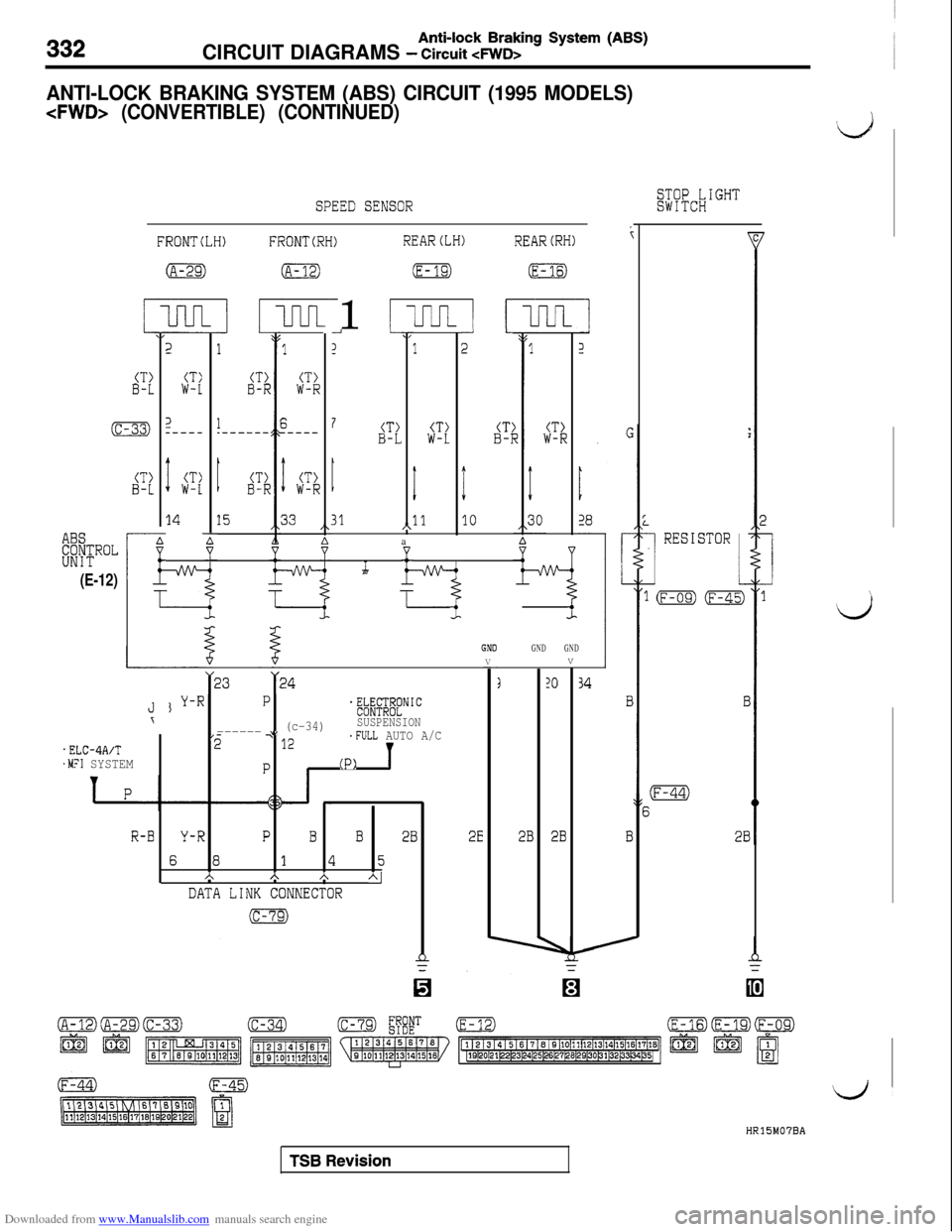 MITSUBISHI 3000GT 1994 2.G User Guide Downloaded from www.Manualslib.com manuals search engine 332Anti-lock Braking System (ABS)CIRCUIT DIAGRAMS 
- Circuit cFWD>
ANTI-LOCK BRAKING SYSTEM (ABS) CIRCUIT (1995 MODELS)
<FWD> (CONVERTIBLE) (CO