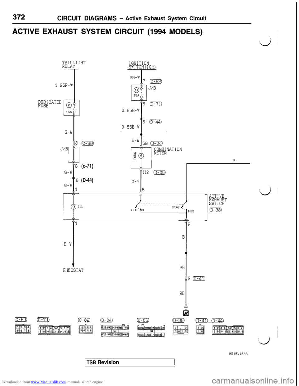 MITSUBISHI 3000GT 1995 2.G Workshop Manual Downloaded from www.Manualslib.com manuals search engine 372CIRCUIT DIAGRAMS - Active Exhaust System CircuitACTIVE EXHAUST 
SYSTEM CIRCUIT (1994 MODELS)
1.25R-hI
G-h
J/Br
I
,,a7T-
i
8
G-W
8
G-W1
I
/
L