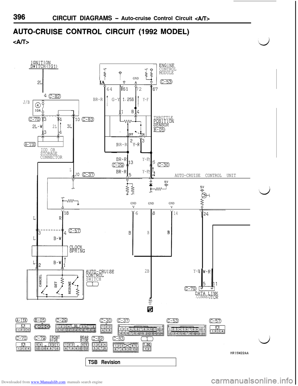 MITSUBISHI 3000GT 1992 2.G Workshop Manual Downloaded from www.Manualslib.com manuals search engine 396CIRCUIT DIAGRAMS - Auto-cruise Control Circuit <A/T>
AUTO-CRUISE CONTROL CIRCUIT (1992 MODEL)
I
ENGiNE
CONTROL
MODULE
GNDIA + A”"64 "61 72
