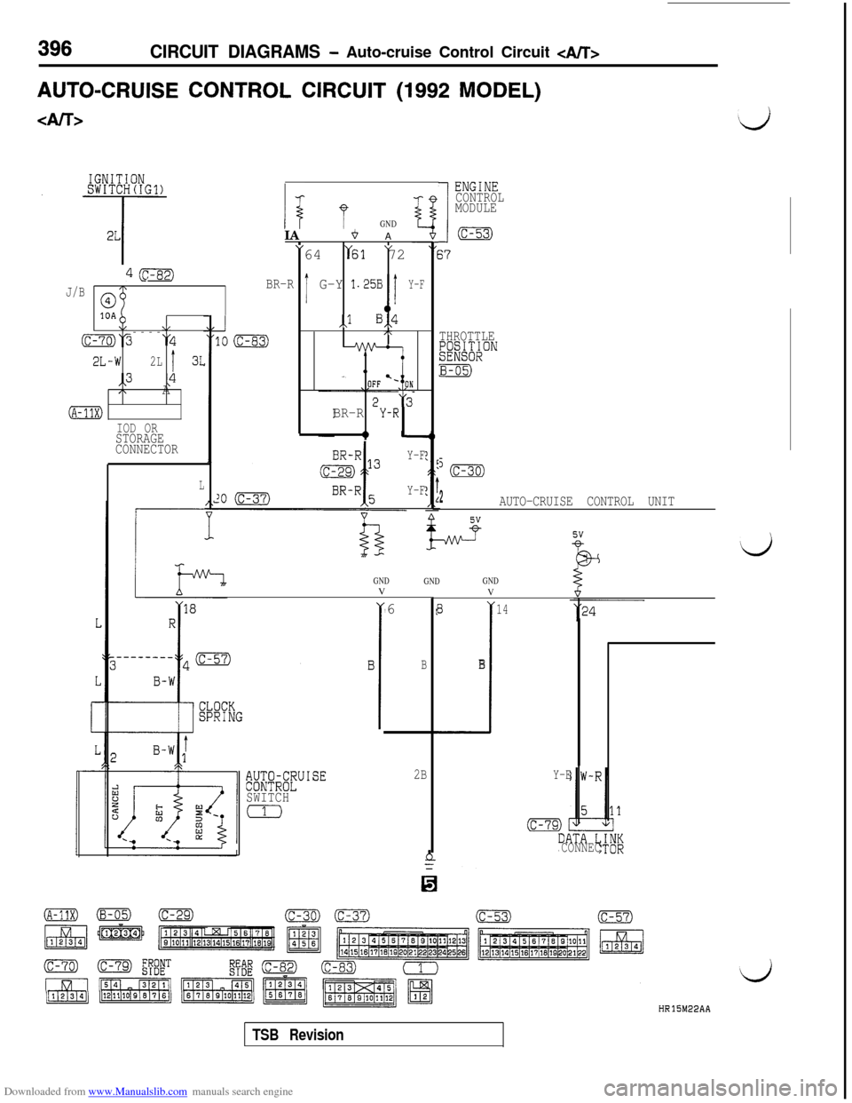 MITSUBISHI 3000GT 1995 2.G Owners Guide Downloaded from www.Manualslib.com manuals search engine 396CIRCUIT DIAGRAMS - Auto-cruise Control Circuit <A/T>
AUTO-CRUISE CONTROL CIRCUIT (1992 MODEL)
I
ENGiNE
CONTROL
MODULE
GNDIA + A”"64 "61 72