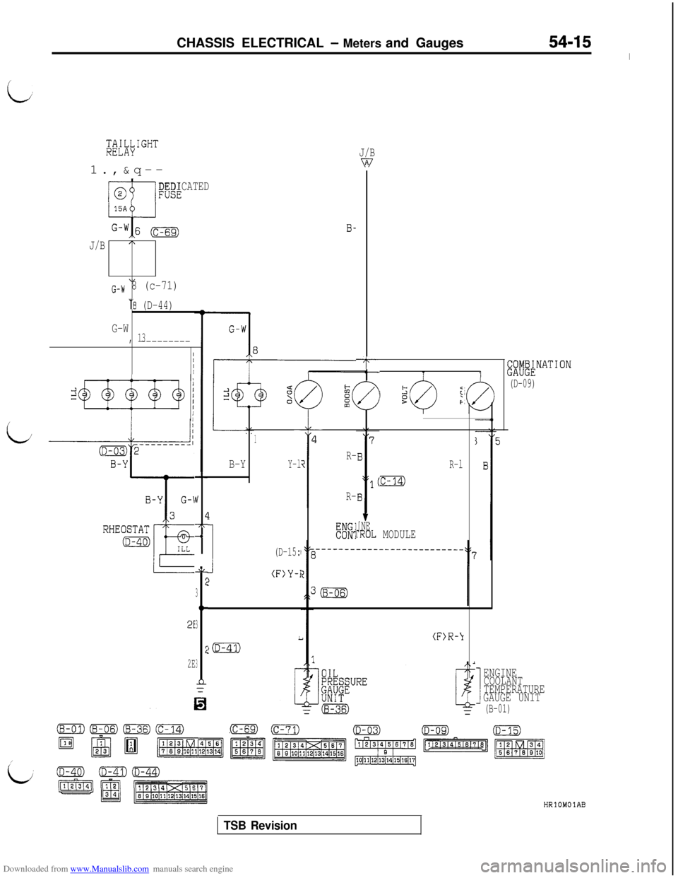 MITSUBISHI 3000GT 1992 2.G User Guide Downloaded from www.Manualslib.com manuals search engine CHASSIS ELECTRICAL - Meters and Gauges54-15
I
;;Tli,;IGHT1.,&q--J/Bv7
w/FUSEDEDICATED
B-
J/BA
\IG-W 8 (c-71)
‘8 (D-44)
G-W, 13---------
II/I-