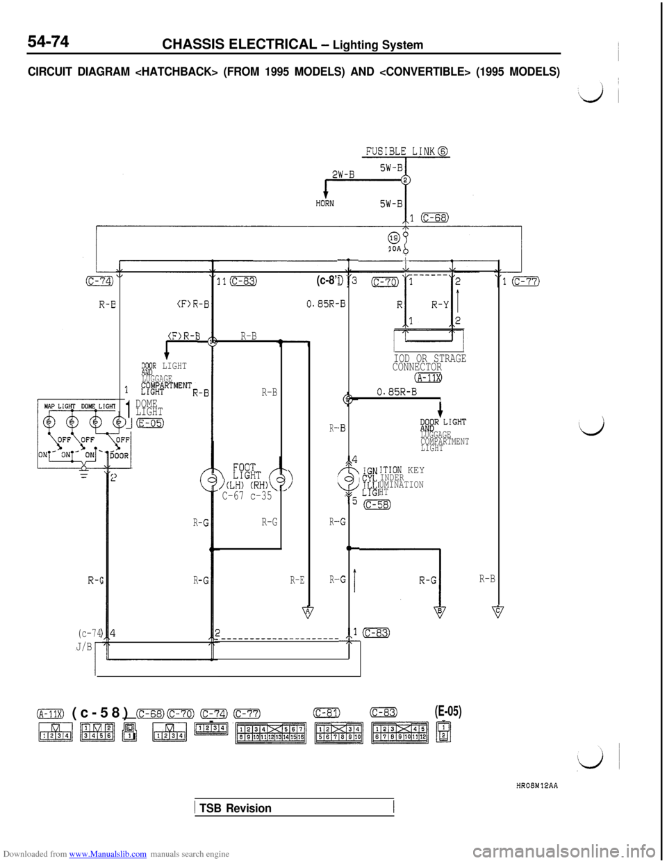 MITSUBISHI 3000GT 1995 2.G Repair Manual Downloaded from www.Manualslib.com manuals search engine 54-74CHASSIS ELECTRICAL - Lighting System
CIRCUIT DIAGRAM <HATCHBACK> (FROM 1995 MODELS) AND <CONVERTIBLE> (1995 MODELS)
R-c
(c-74
J/B
<F)R
(F)